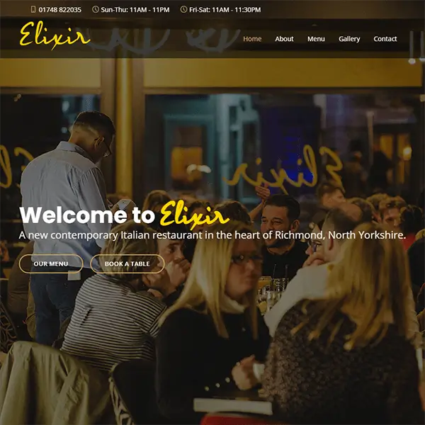 screenshot of Elixir Richmond's website home page